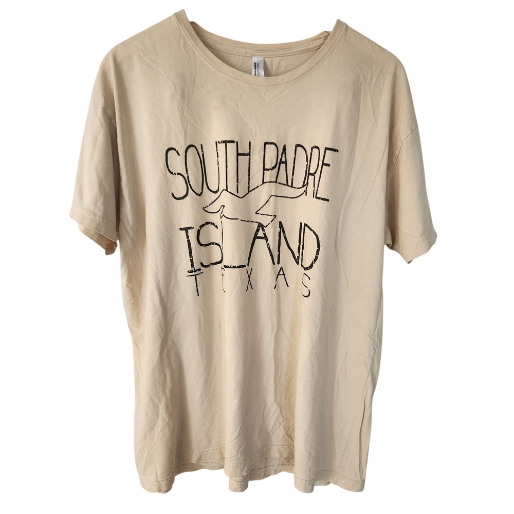 American Apparel South Padre Island Texas Graphic T Shirt‎ XL Beige Short Sleeve